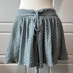 Free People Gauze Skirt Smocked Waist Drawstring Polka Dot‎ Blue XS
